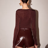 Düz Skinny Jersey Bluz