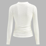 Şık Dik Yaka Yan Fırfırlı Dar Kesim Bluz