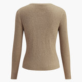 Düğmeli Açık Yırtmaçlı Triko Hırka