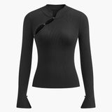 Siyah Asimetrik Kesim Triko Bluz