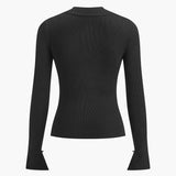 Siyah Asimetrik Kesim Triko Bluz