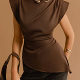 Kap Kol Asimetrik Etek Skinny T-Shirt