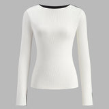 Siyah-Beyaz Kontrast Uzun Kollu Kazak