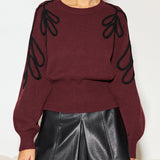 Jakarlı Kınalı Bel Örgü Üst