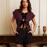 Fiyonk Dekorlu Yırtmaçlı Kazak Yelek