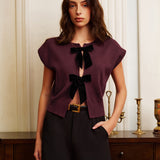 Fiyonk Dekorlu Yırtmaçlı Kazak Yelek