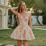 Çiçek Desenli Kolsuz Elbise