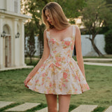 Çiçek Desenli Kolsuz Elbise