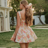 Çiçek Desenli Kolsuz Elbise