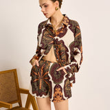 Şık Baskılı Gömlek ve Şort Takımı