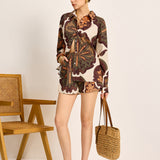 Şık Baskılı Gömlek ve Şort Takımı