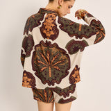 Şık Baskılı Gömlek ve Şort Takımı