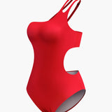 Çarpıcı Kesik Detaylı Kırmızı Tek Parça Mayo