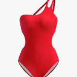 Çarpıcı Kesik Detaylı Kırmızı Tek Parça Mayo