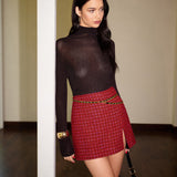 Jakarlı Bölmeli Tüvit Etek