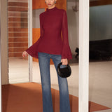 Dik Yaka Sırtı Açık Şifon Fiyonklu Gömlek