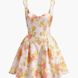 Çiçek Desenli Kolsuz Elbise