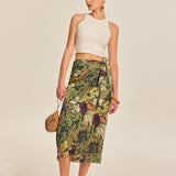 Şık Bağlama Detaylı Cazibeli Çiçek Desenli Sarma Etek