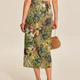 Şık Bağlama Detaylı Cazibeli Çiçek Desenli Sarma Etek