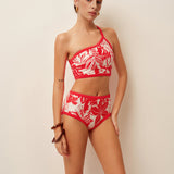 Tropikal Cennet Tek Omuzlu Bikini Takımı