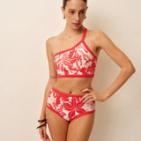 Tropikal Cennet Tek Omuzlu Bikini Takımı