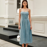 Şık Minimalist Fermuarlı Kot Elbise