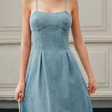 Şık Minimalist Fermuarlı Kot Elbise