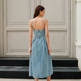 Şık Minimalist Fermuarlı Kot Elbise