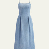 Şık Minimalist Fermuarlı Kot Elbise