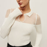 Şık Ribanalı Anahtar Dekolteli Bluz