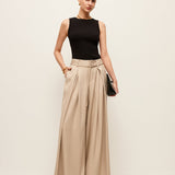 Şık Yüksek Bel Pantolon, Şık Cepler ve Kemer ile