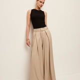 Şık Yüksek Bel Pantolon, Şık Cepler ve Kemer ile