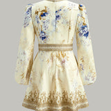 Şık Çiçek Desenli Puf Kollu Elbise