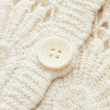 Kroşe Çiçekli Düğmeli Hırka