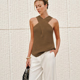 Halter Çapraz Yaka Bluz