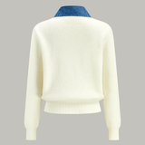 Denim Kenar Biyeli Örgü Hırka