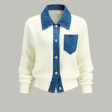 Denim Kenar Biyeli Örgü Hırka