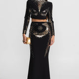 Gümüş ve Altın Payet Detaylı İşlemeli Takım – Siyah