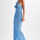 Beverly Floral Aplike Tığ İşi Uzun Elbise