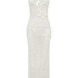 Beverly Floral Aplike Tığ İşi Uzun Elbise