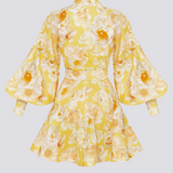 Cassiopeia Balon Kol Çiçekli Mini Elbise