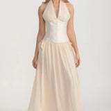 Dökümlü Maksi Etekli Zarif Elbise