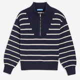 Çizgili Fermuarlı Triko