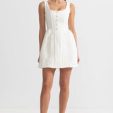 Fitted Bodice ile Dokulu Kolsuz Mini Elbise