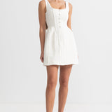 Fitted Bodice ile Dokulu Kolsuz Mini Elbise