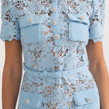 Kısa Kollu İşlemeli Çiçekli Elbise