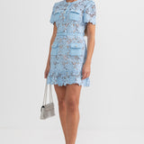 Kısa Kollu İşlemeli Çiçekli Elbise