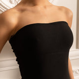 Zıt Renk Şifon Panel Detaylı Zarif Abiye Elbise – Siyah