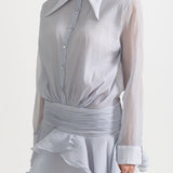 Belden Bağlamalı Düğmeli Gömlek