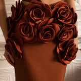 3D Çiçek Süslemeli Zarif Saten Eşofman Takımı